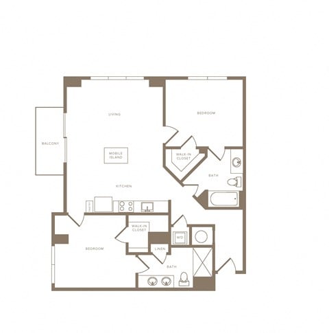 Floor plan for 2 beds, 2 baths, 1146 sqft